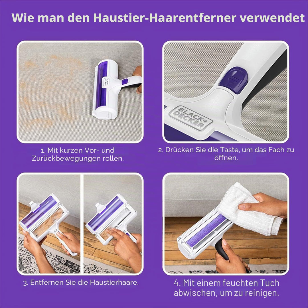 BLACK+DECKER HMSCT0001-XJ Tierhaarentferner, Rolle, Hunde- und Katzenhaare