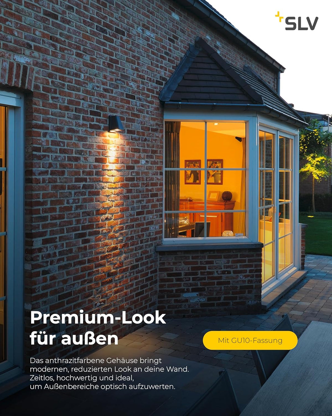 SLV WALLYX | Down-Light zur effektvollen Aussenbeleuchtung von Wänden und Hauseingang, LED Strahler,