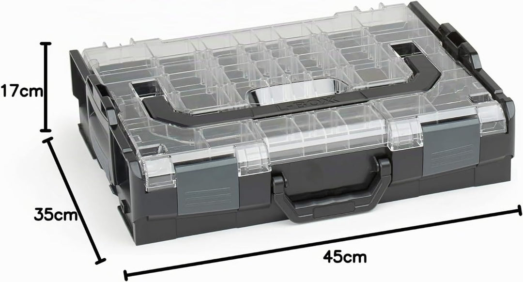 Bosch Sortimo Sortimentskasten L BOXX 102 schwarz Deckel transparent mit Insetboxen-Set A3 Sortierbo