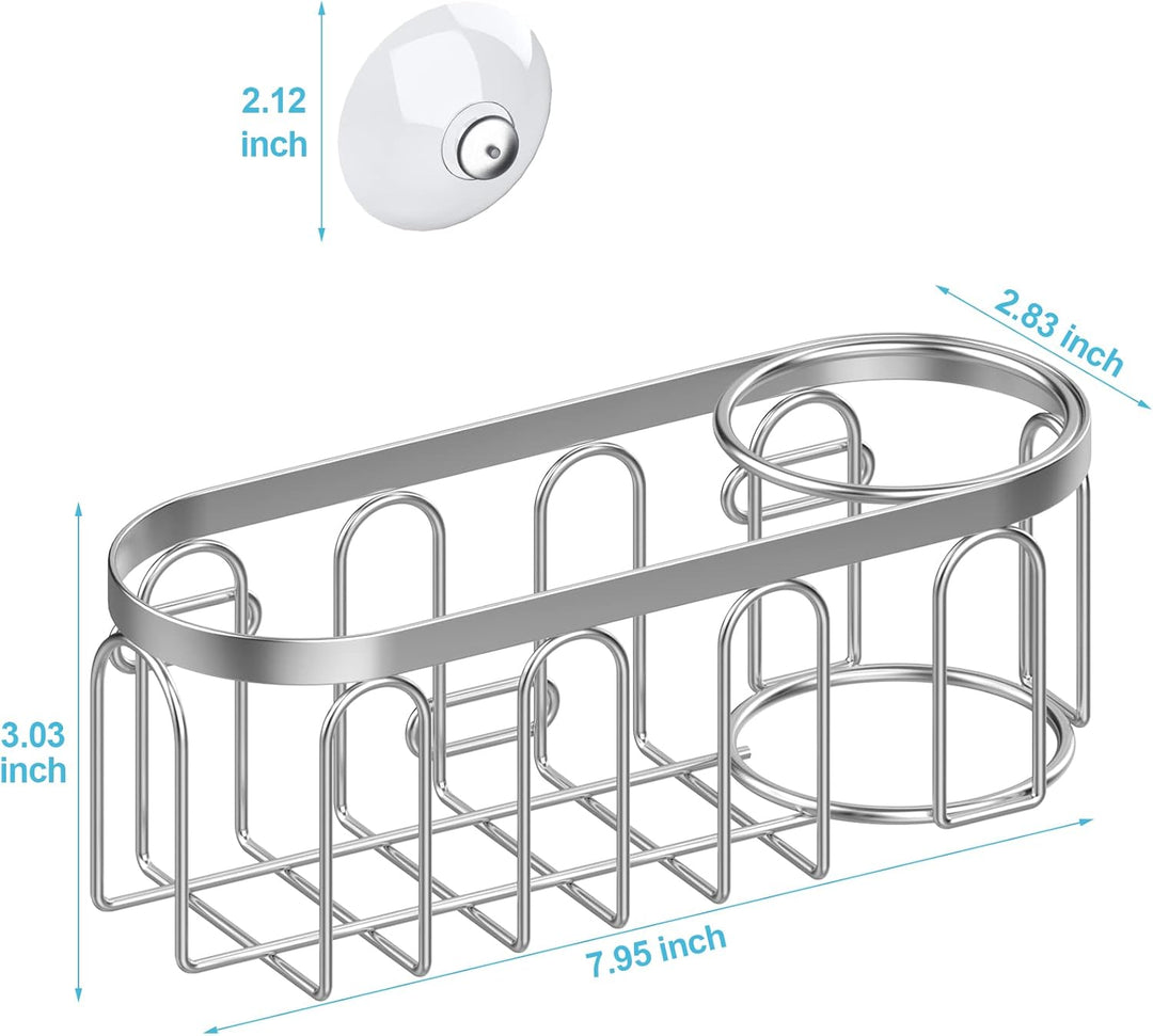 Yazoni 2-in-1 Schwammhalter für Küchenspüle, Saugnapf-Regal/Caddy, kein Bohren, rostfrei, Organizer