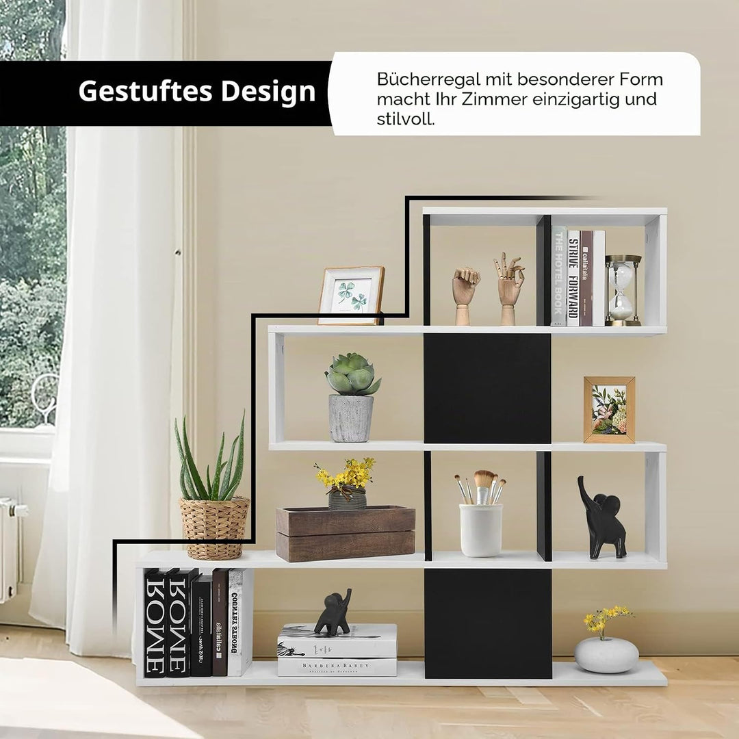 GIANTEX Bücherregal mit 4 Ebenen, Raumteiler Standregal 10 Fächern, Regal für Bücher, Deko, Fotos &