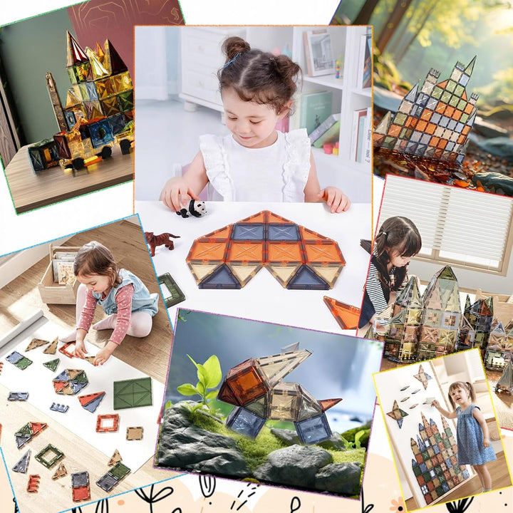 Natur-Magnetbausteine | 100 Teile | Magnetische Bausteine für Kinder ab 3 Jahren | Sensorik Magnetsp