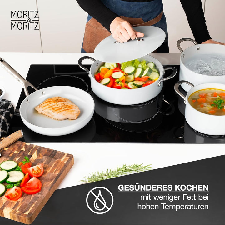 Moritz & Moritz 7-tlg. Aluminium Topf und Pfannenset Induktion mit Deckel, 2x Kochtöpfe Induktion mi