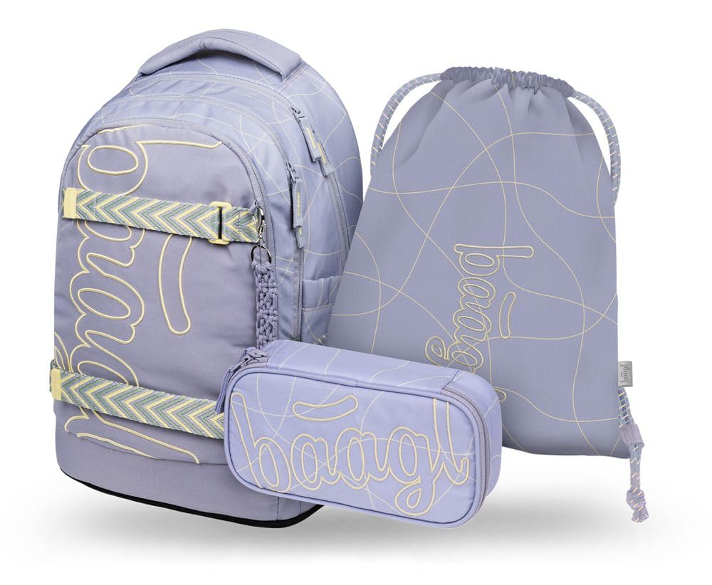Baagl Schulrucksack Set Mädchen Teenager 3 Teilig Skate MAX 30l - Mishmash | Der ergonomische Schulr