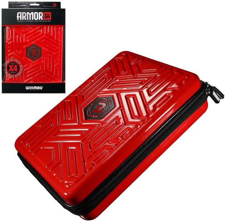 WINMAU Armor G4 Darts Geldbörse - Rot Darts-Etui für komplett montierte Dart und Zubehör - Stossfest