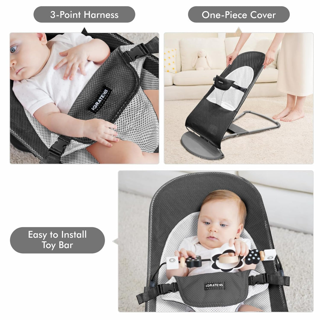 Stoffsitz für Babywippe – Bezug für Babywippe Balance Soft & Bliss, belüftetes Netz, hautfreundlich,
