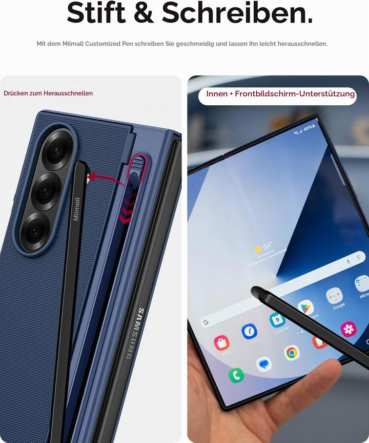 Miimall Kompatibel mit Samsung Galaxy Z Fold 7 Hülle mit S-Pen &amp; Stifthalter, [HD Displayschutz] Ult