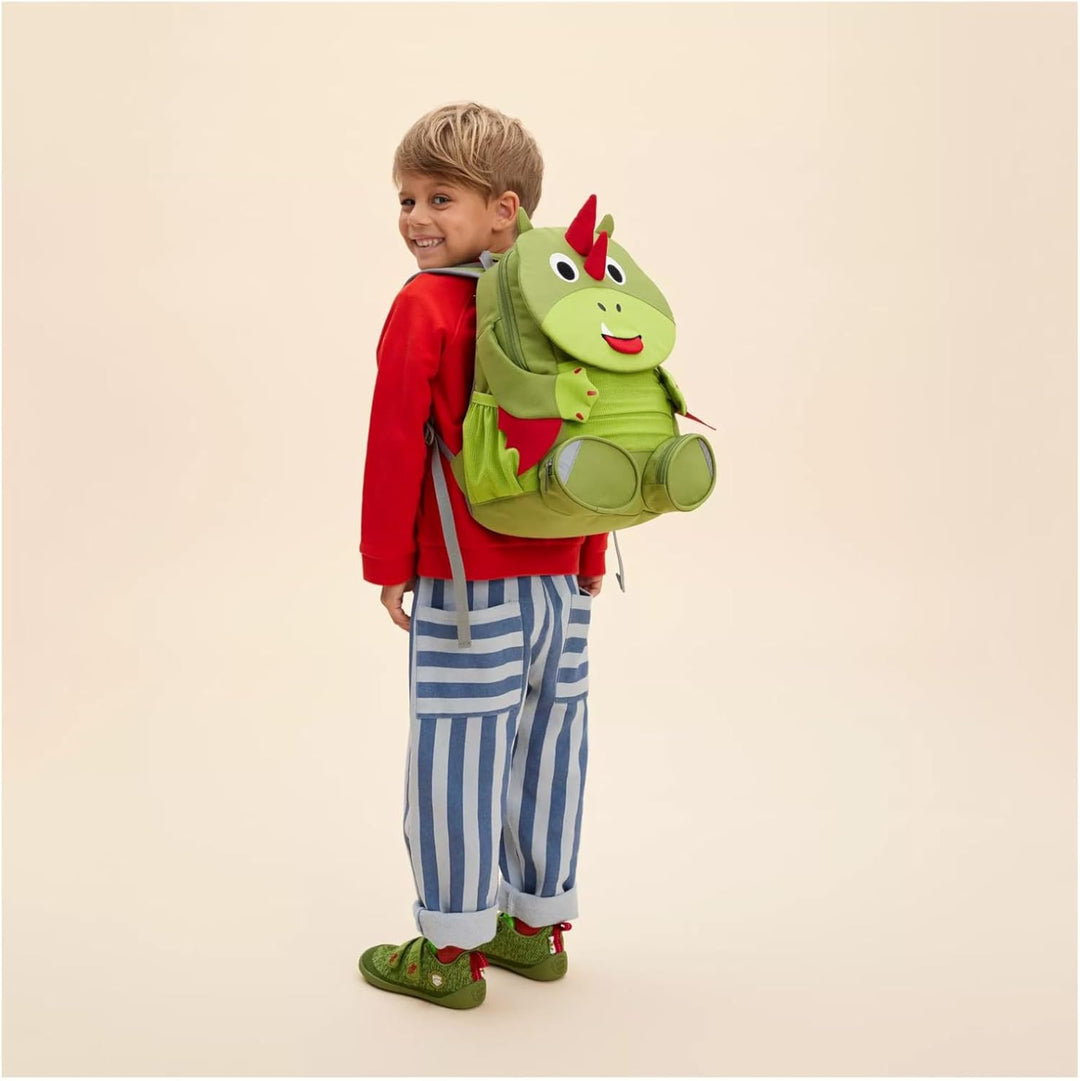 Affenzahn Grosser Freund Kindergartenrucksack für 3-5 Jährige Kita Funktional 8L Drache - Grün Einhe