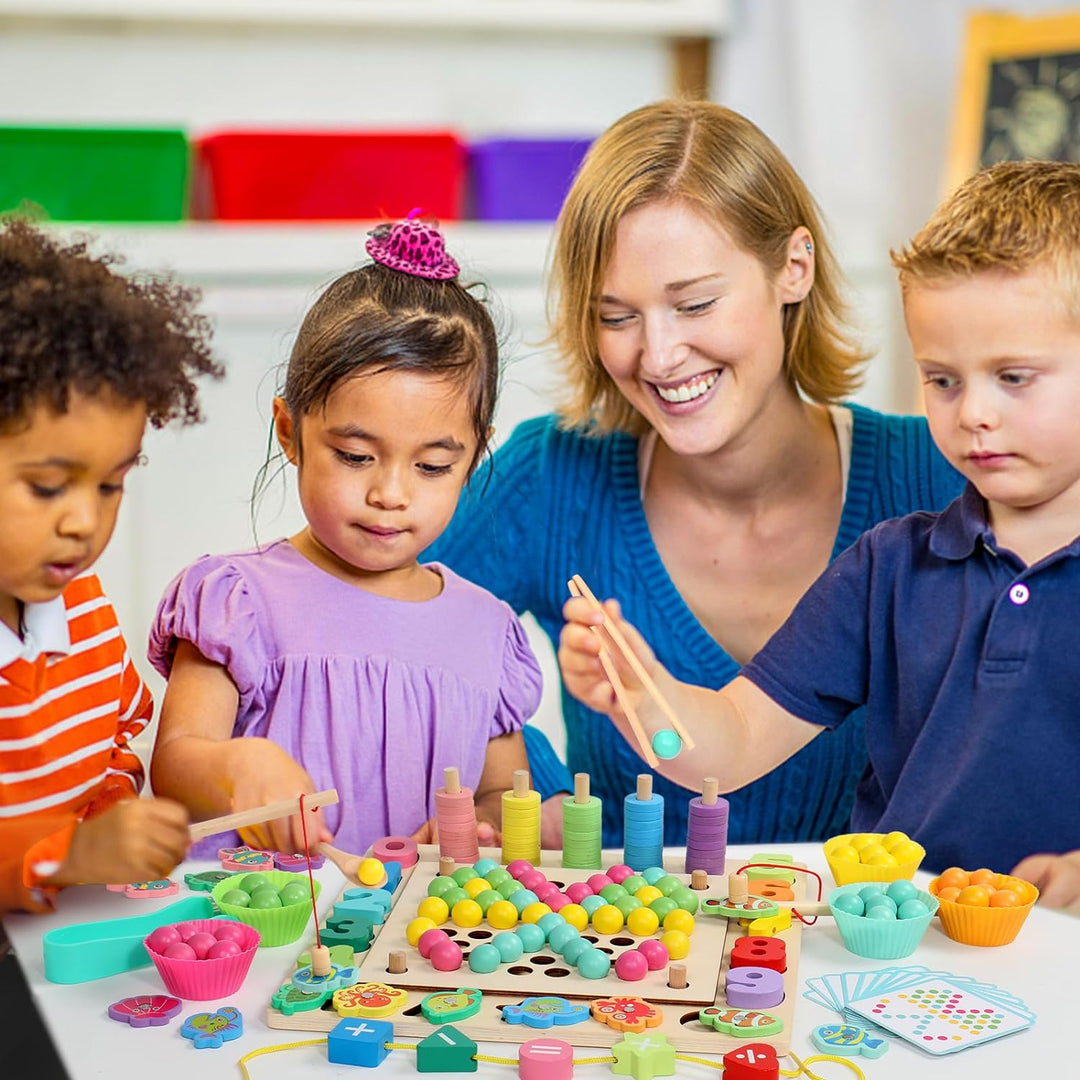 Akokie Spielzeug ab 3 Jahre Montessori Spielzeug Holzspielzeug Spiele ab 3 Jahren - 6 IN 1 Magnetspi
