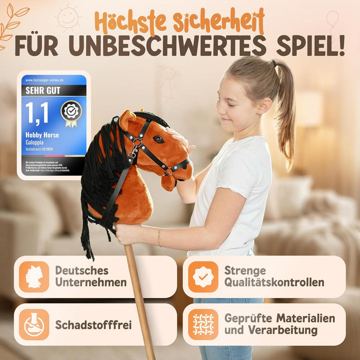 Hobby Horse Steckenpferd Kinder [Individuell anpassbare Länge] Stockpferd für Kinder, Hobby Horsing