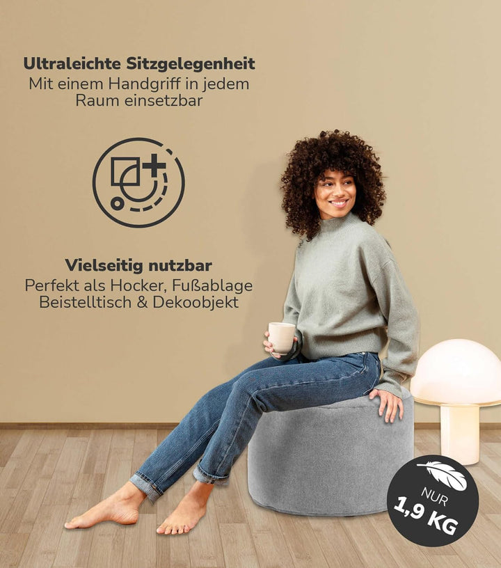 mokebo® Pouf, Hocker o. Bodenkissen 60x40cm 'Der Ruhepouf' Sitzhocker rund & Fusshocker fürs Wohnzim