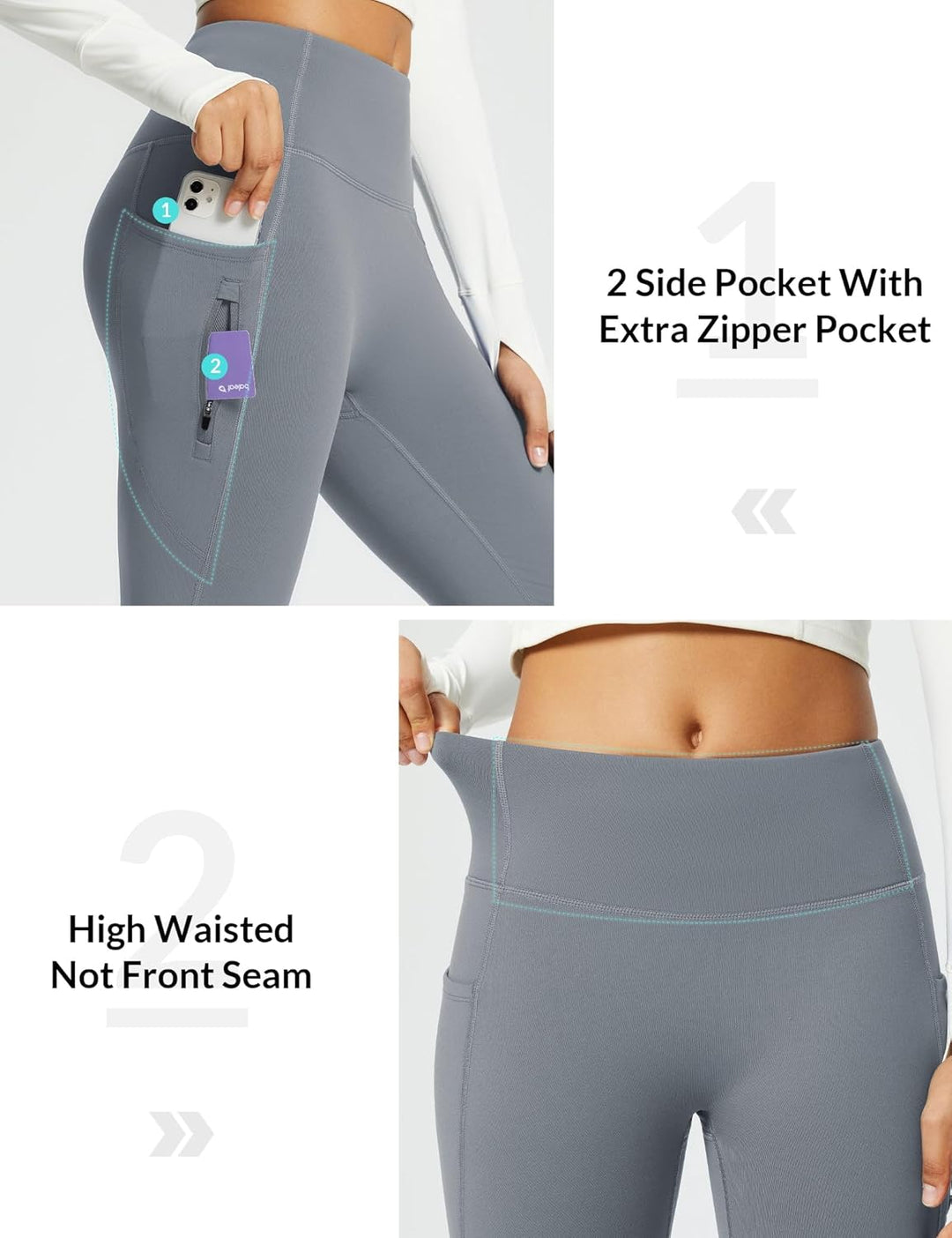 BALEAF Damen Wanderhose Thermo Hose Outdoorhose Winddicht Thermo Hose Schlaghose Yogahose Thermo Leg