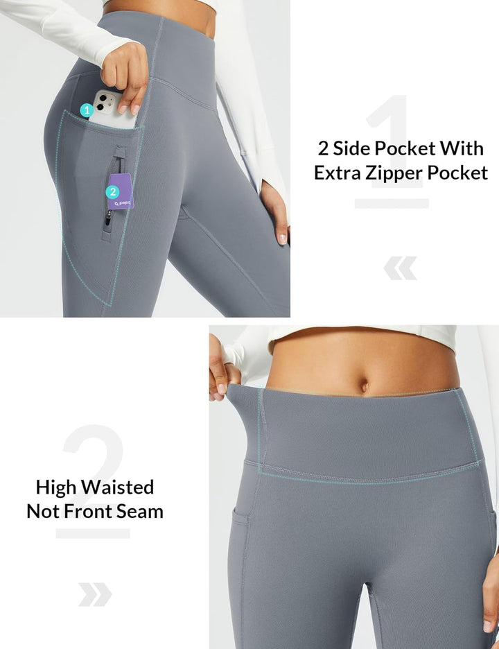 BALEAF Damen Wanderhose Thermo Hose Outdoorhose Winddicht Thermo Hose Schlaghose Yogahose Thermo Leg