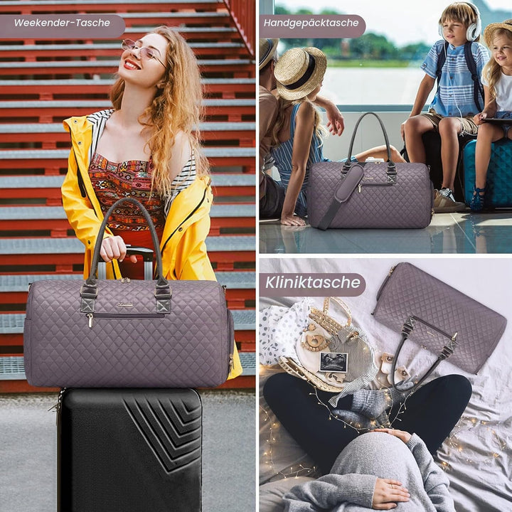 LOVEVOOK Sporttasche Reisetasche Damen, Weekender Travel Kliniktasche Geburt mit Kulturtasche Schuhf