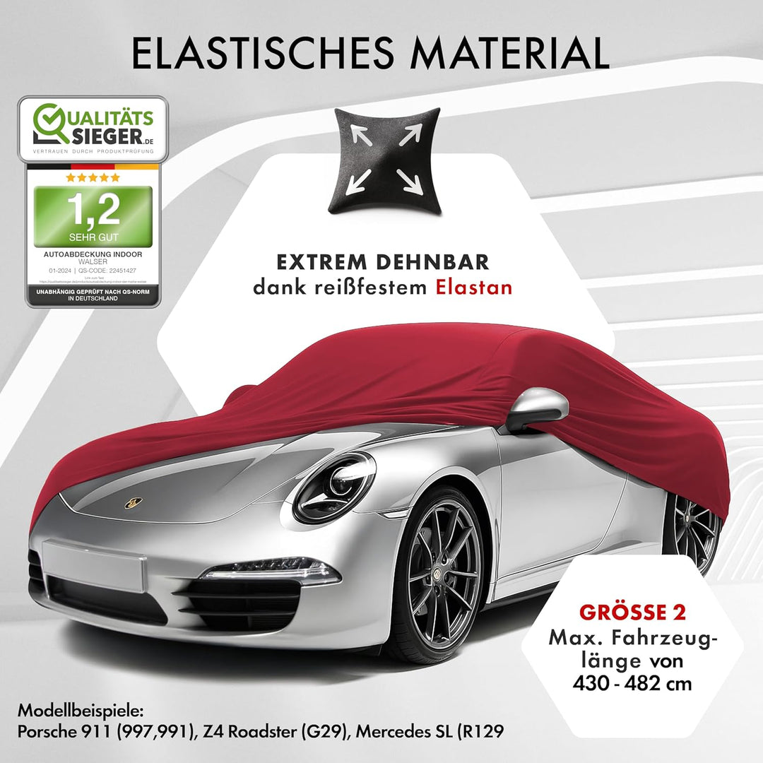 WALSER Premium Abdeckung Auto Indoor Stretch Plus Qualitätssieger Sehr Gut* Autoabdeckung Winter Aut