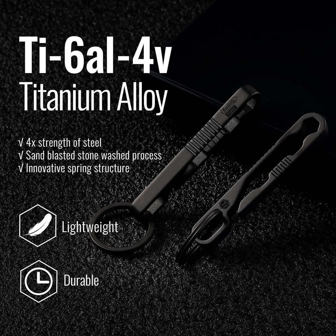 KeyUnity KM07 Titan-Schlüsselanhänger, Taschenclip, 2-in-1-Schlüsselringhalter für Gürtel mit Sechsk