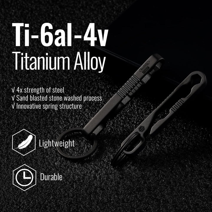 KeyUnity KM07 Titan-Schlüsselanhänger, Taschenclip, 2-in-1-Schlüsselringhalter für Gürtel mit Sechsk