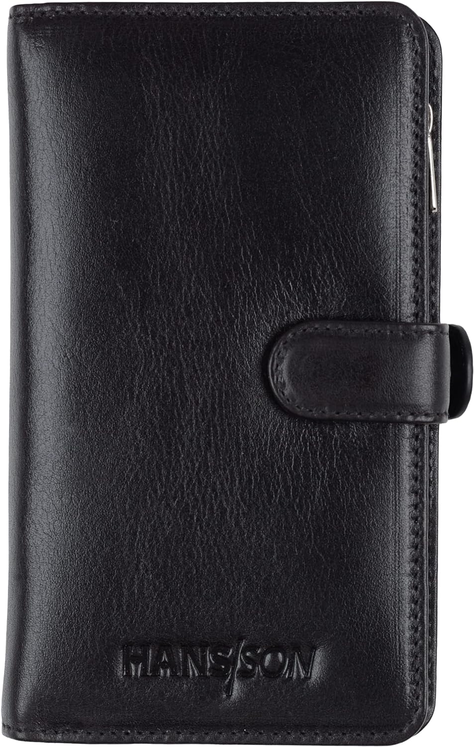 HANS/SON iPhone 13 Lederhülle mit Geldbörse | 2-in-1 Handyhülle in Schwarz aus Echtleder | iPhone 13