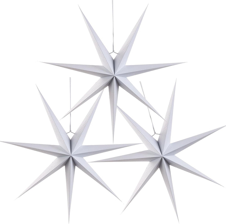 SUNBEAUTY 45 cm Papier Stern Dekoration 3er Set Weiss Faltsterne Neuneck Weihnachtsstern Deko für We