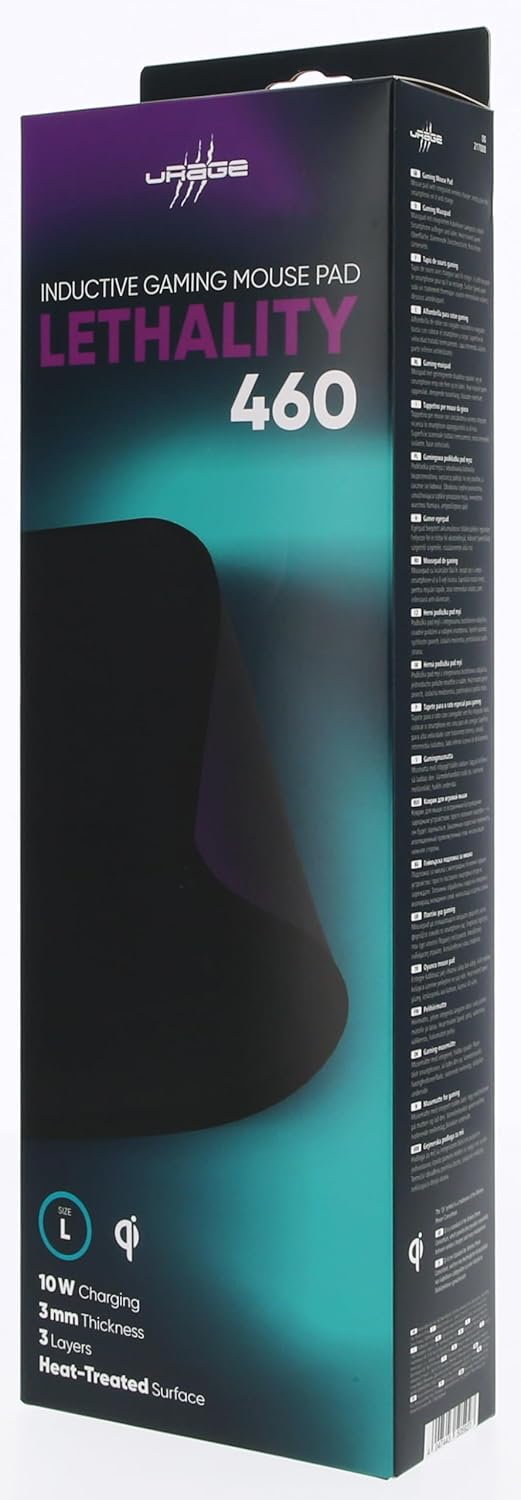 uRage Gaming-Mauspad “Lethality 460 Power”, Mousepad mit Wireless-Ladestation, rutschfeste Unterseit