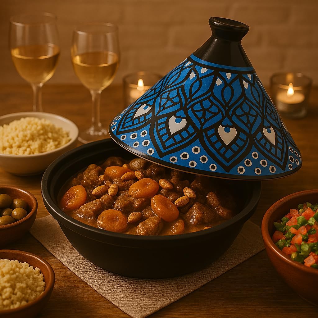 Tajine Induktion und Glaskeramik, klassisch, Edelstahl, Blau, 30,20 x 30,2 x 23 cm
