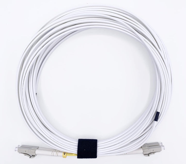 Elfcam® - LWL Glasfaser-Kabel LC/UPC auf LC/UPC 50/125um OM3 Multimode Duplex LSZH, Farbe Weiss, 100