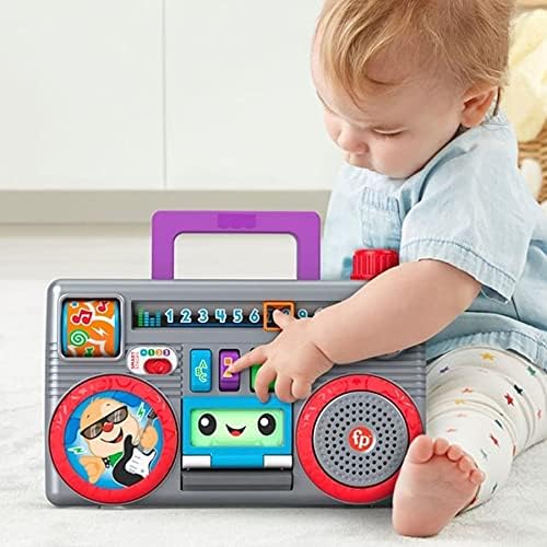 Fisher-Price Laugh & Learn Busy Boombox Retro-inspiriertes musikalisches Kleinkindspielzeug mit Lern