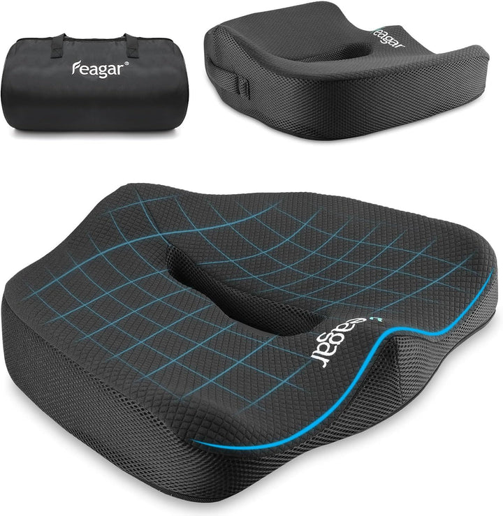 Feagar Sitzkissen, Orthopädisches Sitzkissen aus Memory Foam, Ergonomisches Sitzkissen für Bürostuhl
