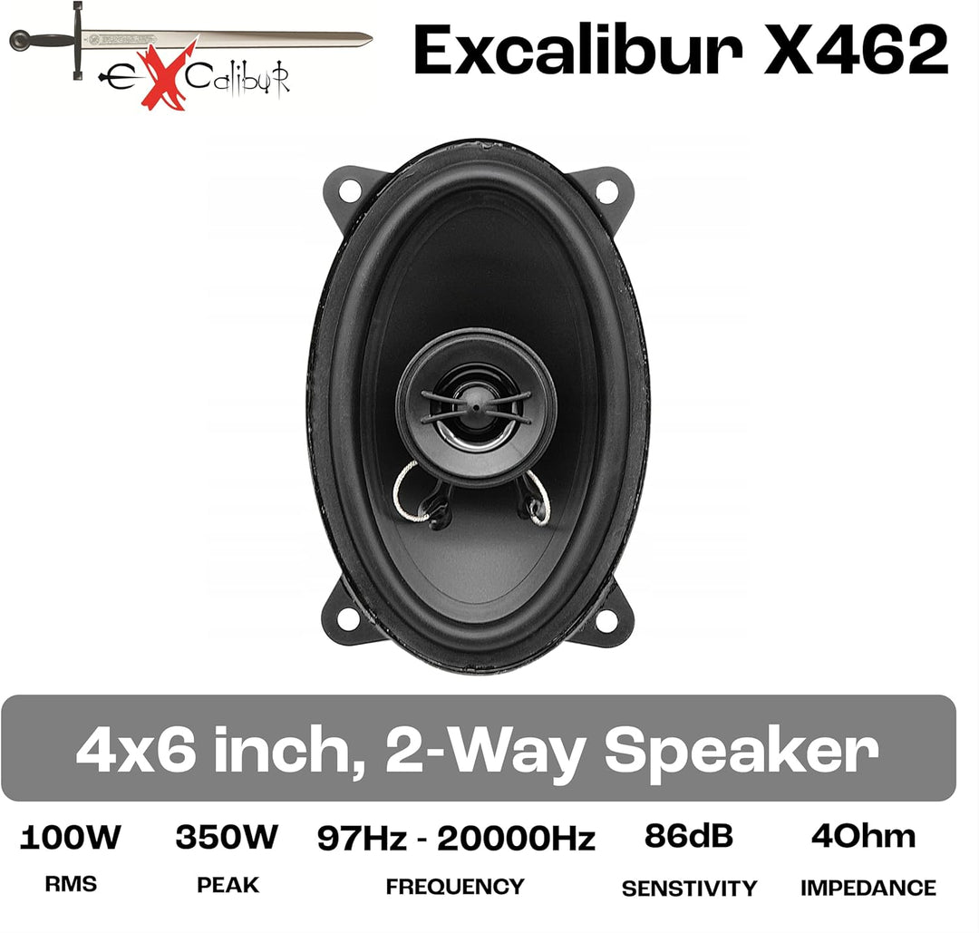 Excalibur X 462 4x6 Zoll 2-Wege Koaxial Lautsprecher Auto, mit 100W RMS Leistung, Set mit 2 Stück, i