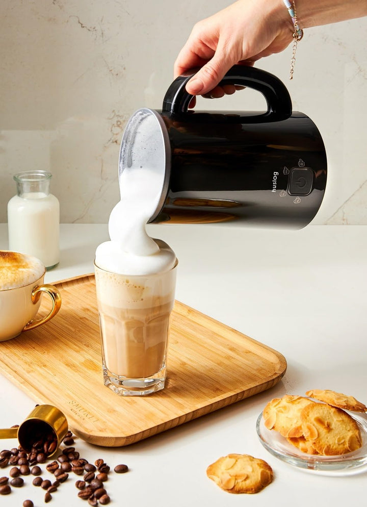 Milchaufschäumer mit Heizung, 4 Milchaufschäummodi, 500W, Schwarz