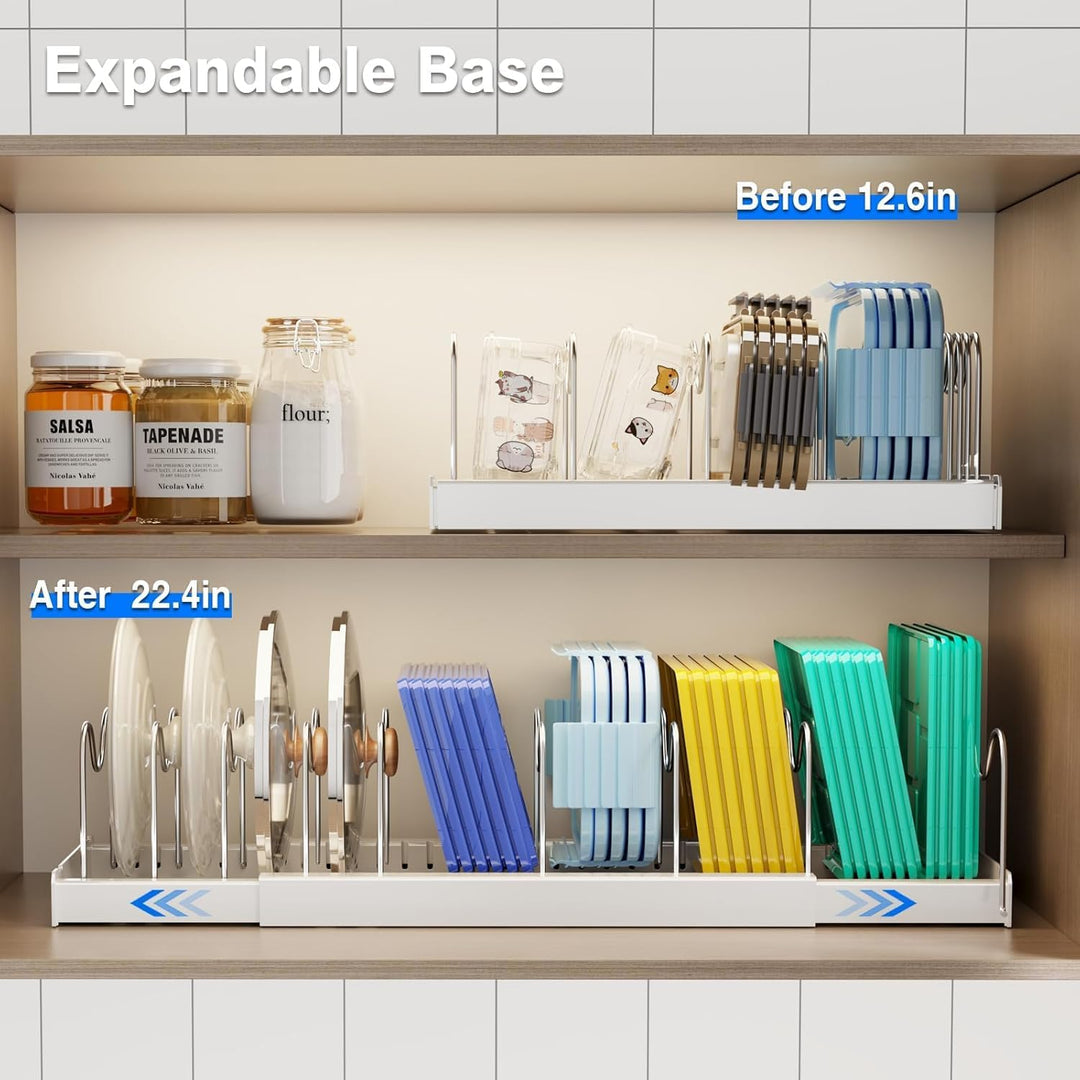 Mustorn Expandable Töpfe und Pfannen Organizer unter Schrank 1 Pack(Weiss) (32-57T)*20B*15H Weiss-1
