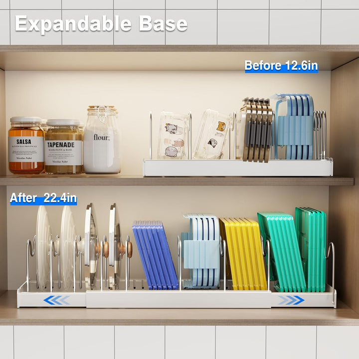 Mustorn Expandable Töpfe und Pfannen Organizer unter Schrank 1 Pack(Weiss) (32-57T)*20B*15H Weiss-1