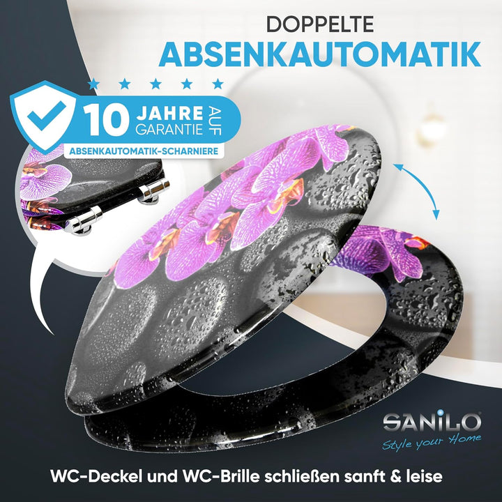 Sanilo WC Sitz mit Absenkautomatik, hochwertiger Toilettendeckel, einfache Montage, stabile Scharnie