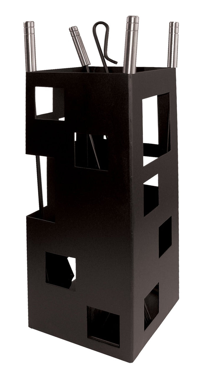 Imex der Fuchs 10098 Set für Kamin, quadratisch Nützliche Inox, 50 x 20 x 20 cm) schwarz