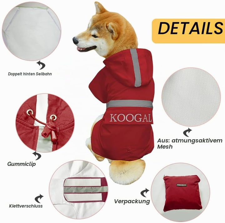 Grosse Hunde Regenjacken Mit Kapuze,Hunde Regenmantel,Mit Reflektierenden Sicherheitsstreifen, Wasse