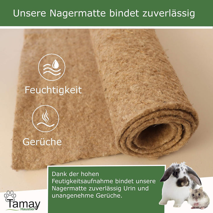 Tamay Nagermatten aus 100% Hanf, 100 x 50cm I Premium Nagerteppich als staubfreie Käfig Bodenbeckung