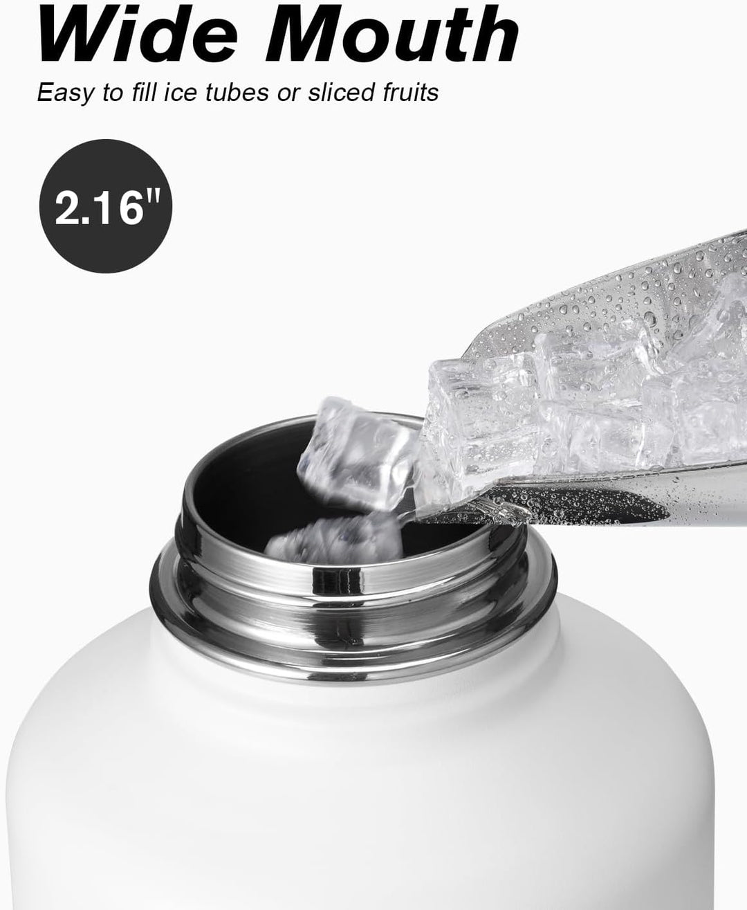 Coolflask Isolierte Wasserflasche mit Strohhalm und 3 Deckeln, 1,8 l Wasserkrug, grosser Metall-Edel