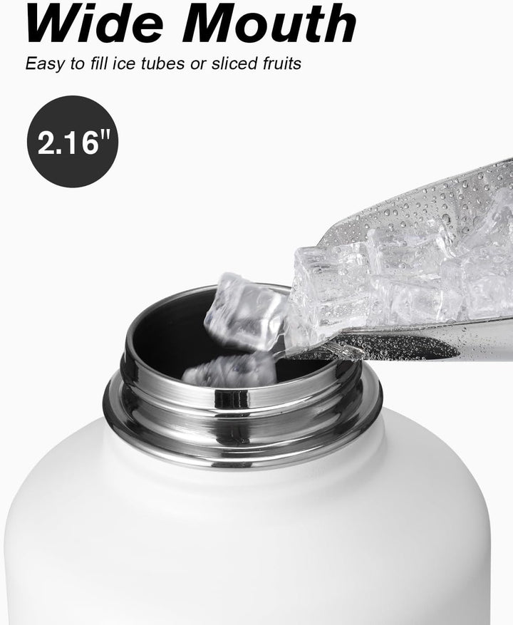 Coolflask Isolierte Wasserflasche mit Strohhalm und 3 Deckeln, 1,8 l Wasserkrug, grosser Metall-Edel