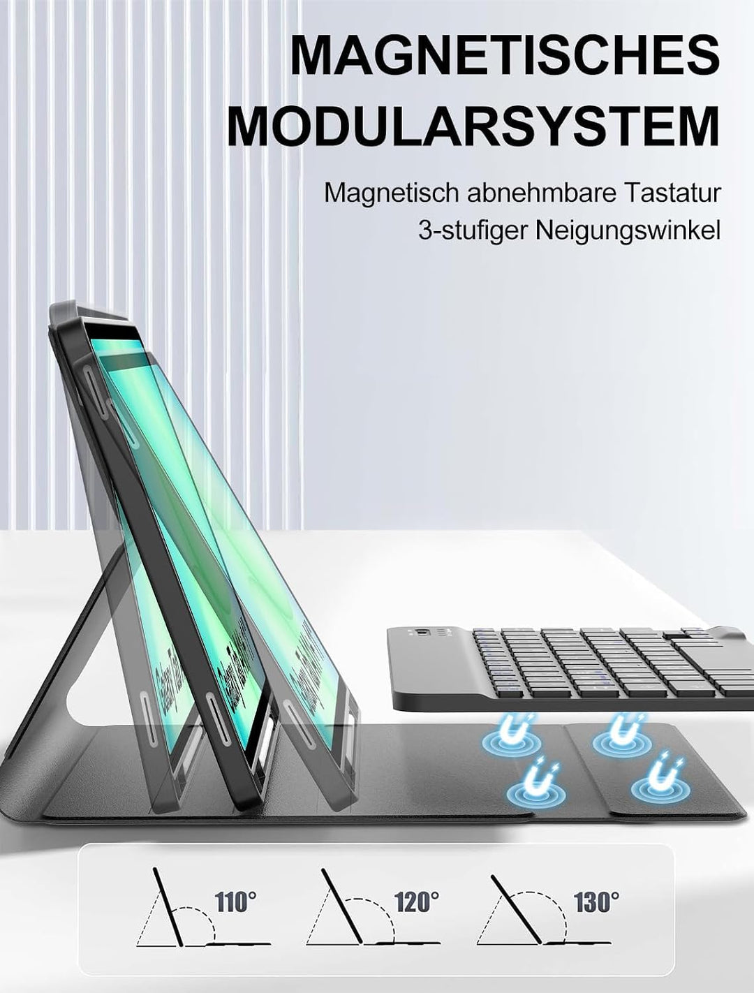 JADEMALL Für Galaxy Tab A11+ 11" SM-X230 Hülle mit Tastatur QWERTZ | 120 Tage Standby, Bluetooth, Le