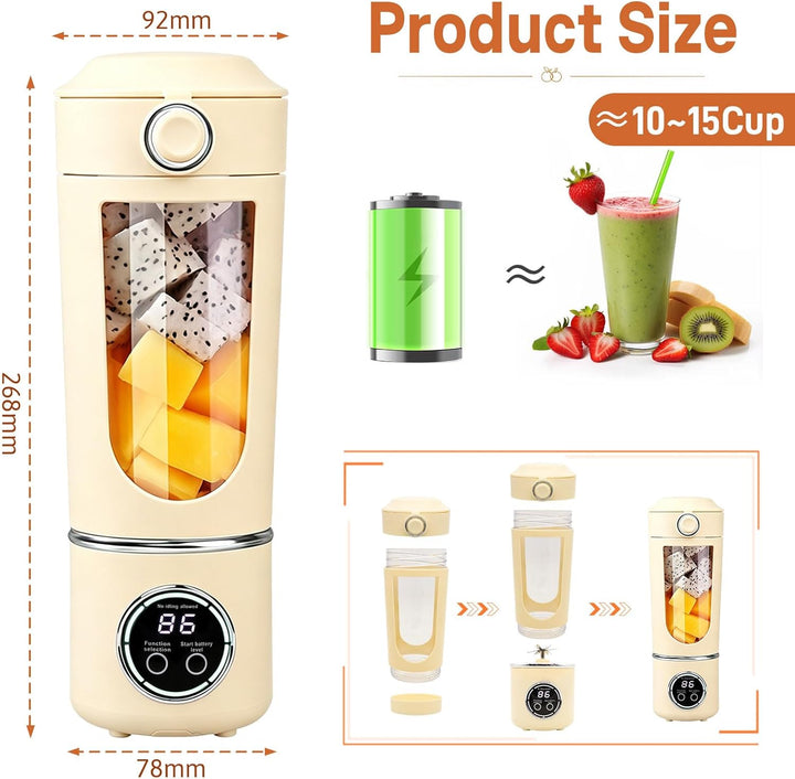 Herbst Tragbarer Mixer 700ml, Mixer Smoothie Maker To Go mit 12 EdelstahlKlingen, Klein Portable Ble