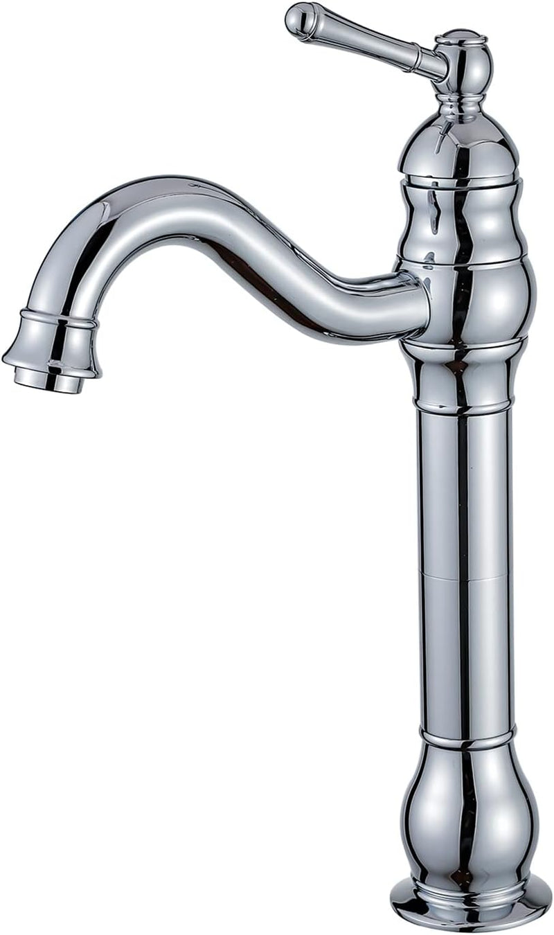 FWZZQ Wasserhahn Bad Hoch Retro, Waschtischarmatur Chrom, 360°Drehbar Armatur Waschbecken, Einhebel