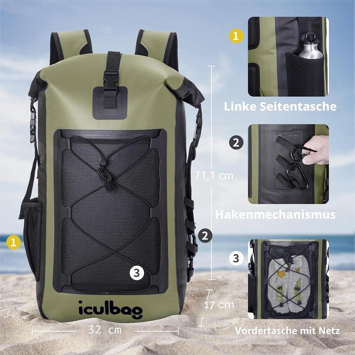 wasserdichte Tasche Strand ZubehöR 30L/40L Wasserdichter Rucksack BootszubehöR Dry Ferm Bag Wasserfe