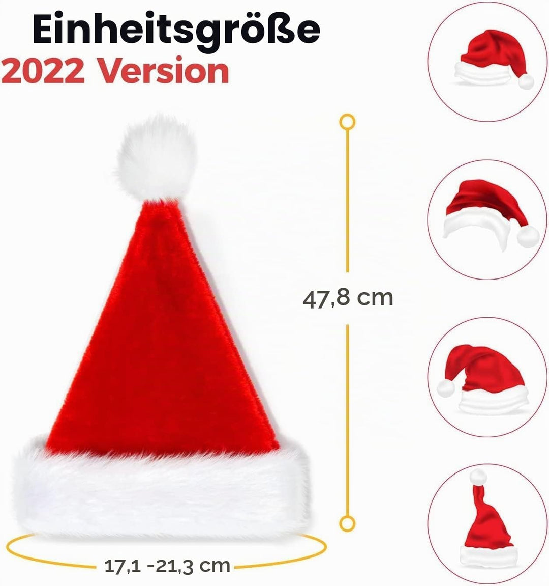 BOSONER Weihnachtsmütze Nikolausmütze Plüsche Weihnachtsmann Mütze: Rote Santa Mütze Warm Dicker Nik