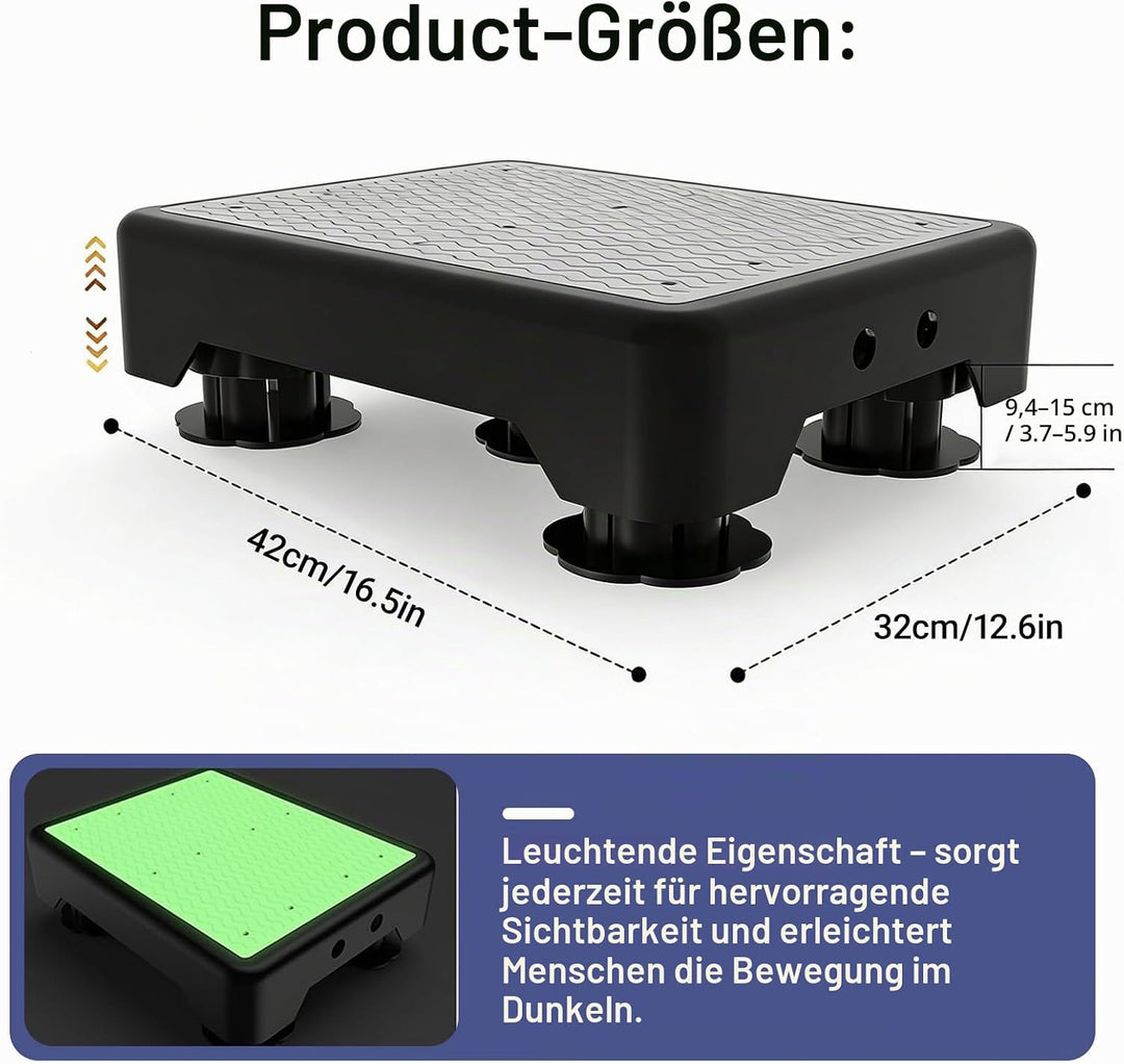 rutschfest Halbstufe, Nachleuchtende Trittstufe, 3-Stufige Höhenverstellbarer Tritthocker, Breite An