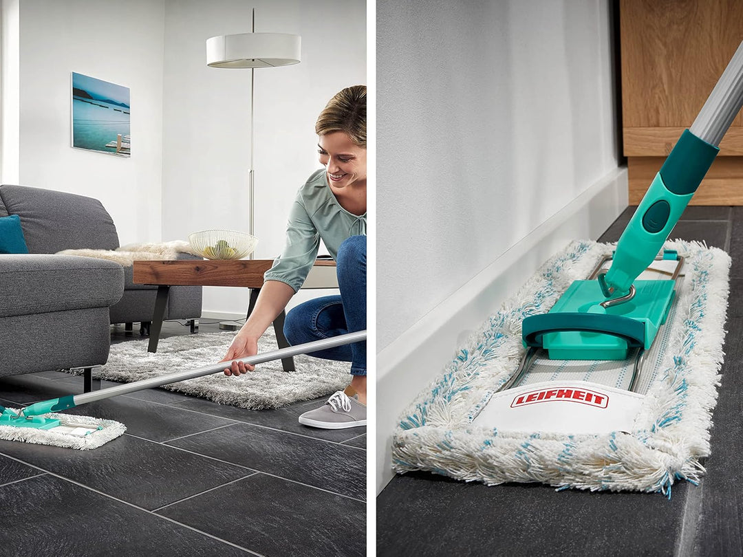 Leifheit rückenschonender Bodenwischer Profi XL micro Duo mit Aluminiumstiel 140cm, Wischmopp zum Lö