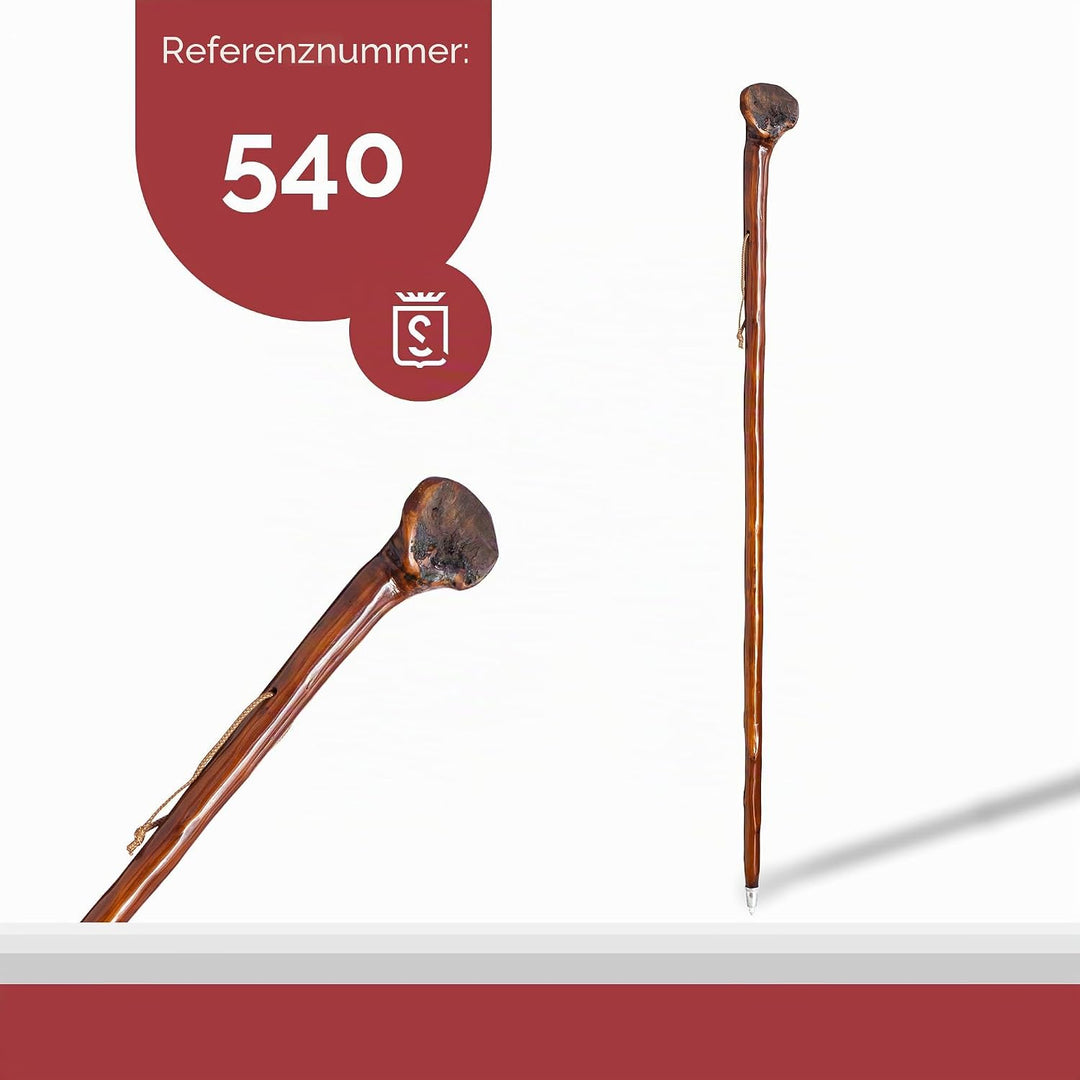 S & B Pilgerbordüre für Bergwanderungen, dunkles Kastanienholz, mit natürlichem Schaft, 140 cm, Grös