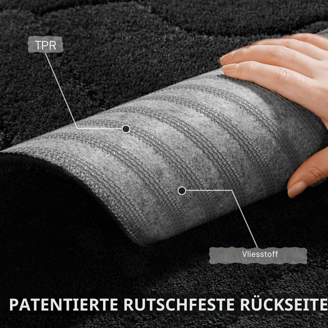 Fussmatte Innen Weicher 60 x 90 cm, rutschfeste Waschbar Türmatte Schwarz, Schmutzfangmatte Sauberla