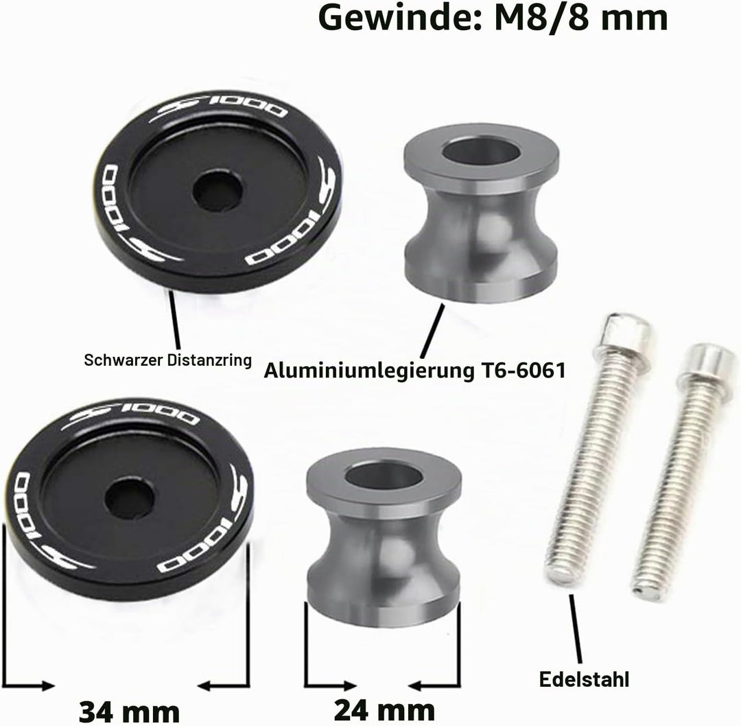 2pcs Montageständer Racingadapter M8*1,5 Bobbins CNC Ständeraufnahme Für S1000R S1000RR S1000XR S100