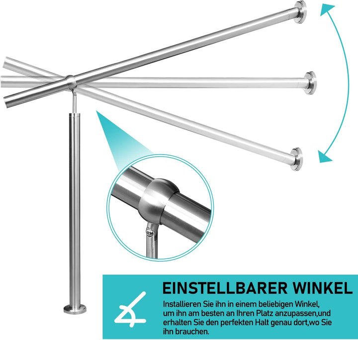 Randaco Eingangsgeländer Edelstahl Handlauf Treppengeländer Geländer Seitliche Montage Winkel Einste