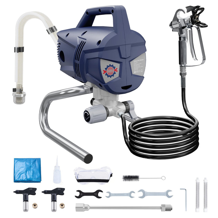 Hochleistungs Airless Farbsprühsystem, 3300PSI 1010W Airless Farbsprühgerät, 1,5L/min, 7,5m Schlauch